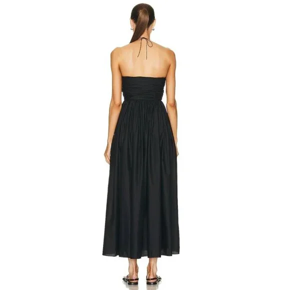Matteau Bandeau Rouched Sundress in Black 2 New Womens Maxi Cotton Gown - Picture 3 of 16